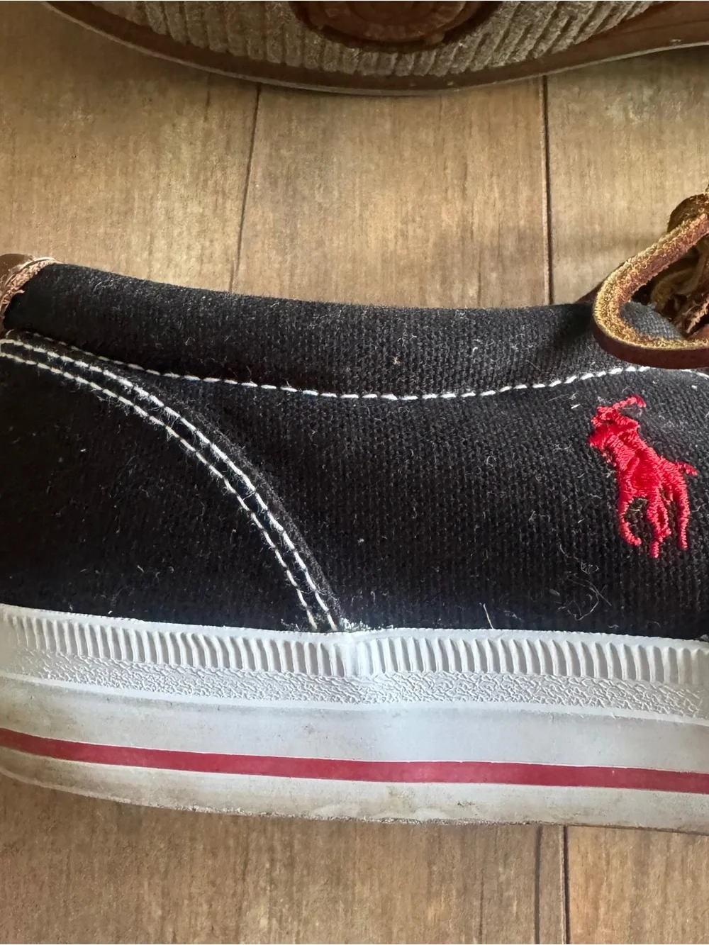 Polo by Ralph Lauren Black Vaughn Canvas Lace Up Sneaker Size 10.5